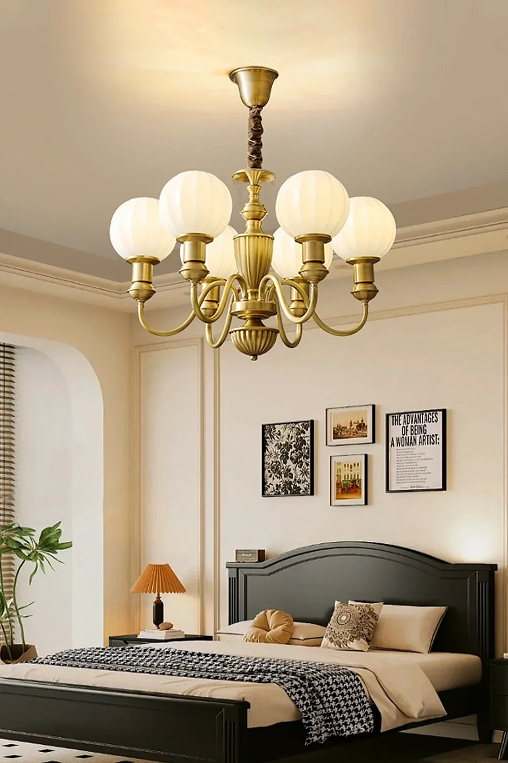 Vintage Brass Chandelier - view 2 | everlamps