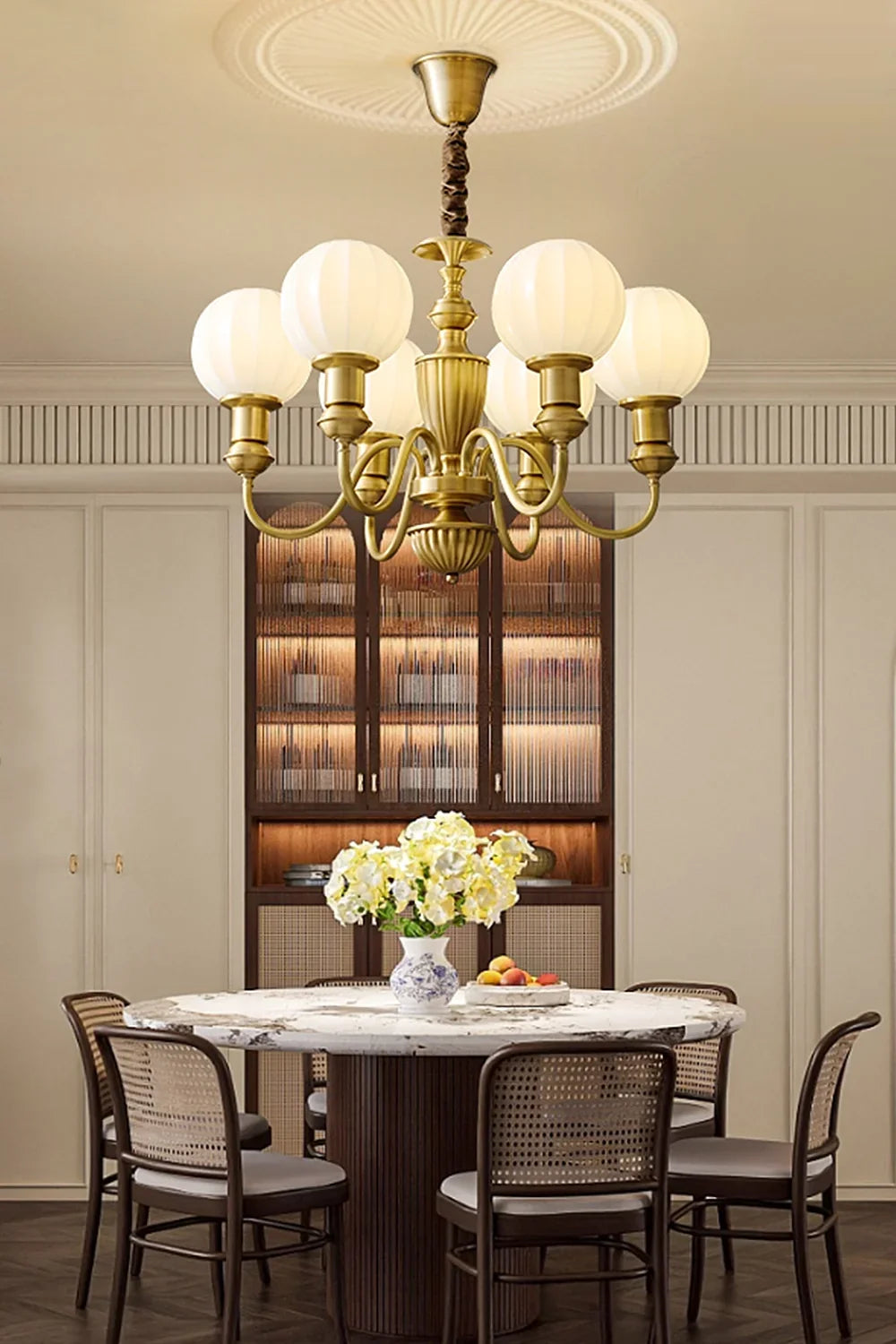 Vintage Brass Chandelier - view 3 | everlamps