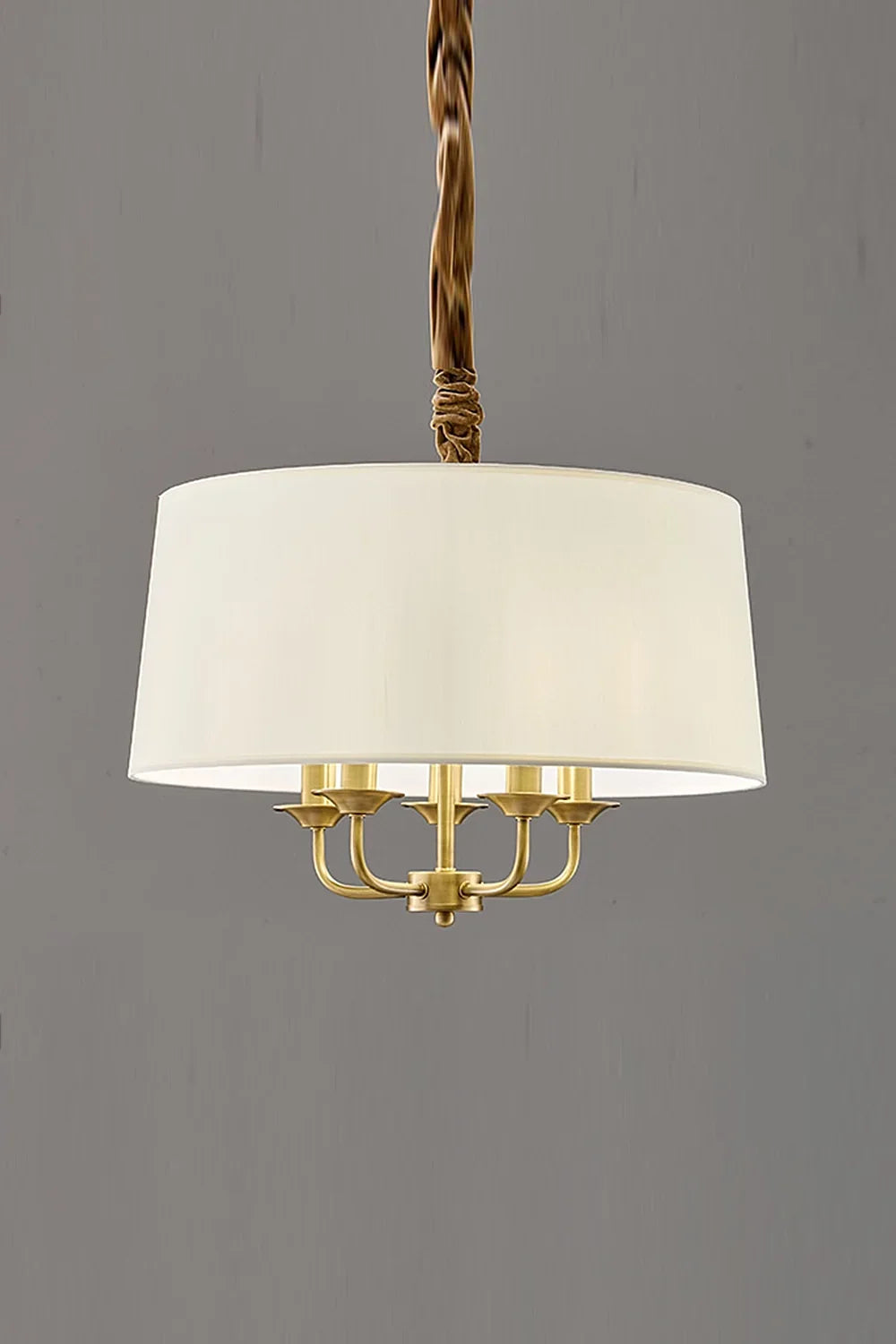 Vintage Brass Fabric Pendant Lamp - view 6 | everlamps