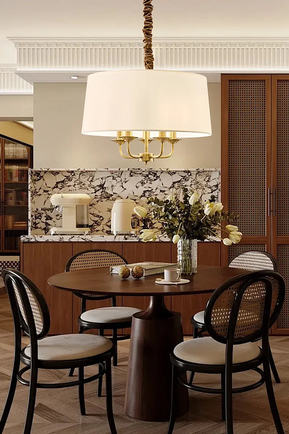 Vintage Brass Fabric Pendant Lamp - view 4 | everlamps