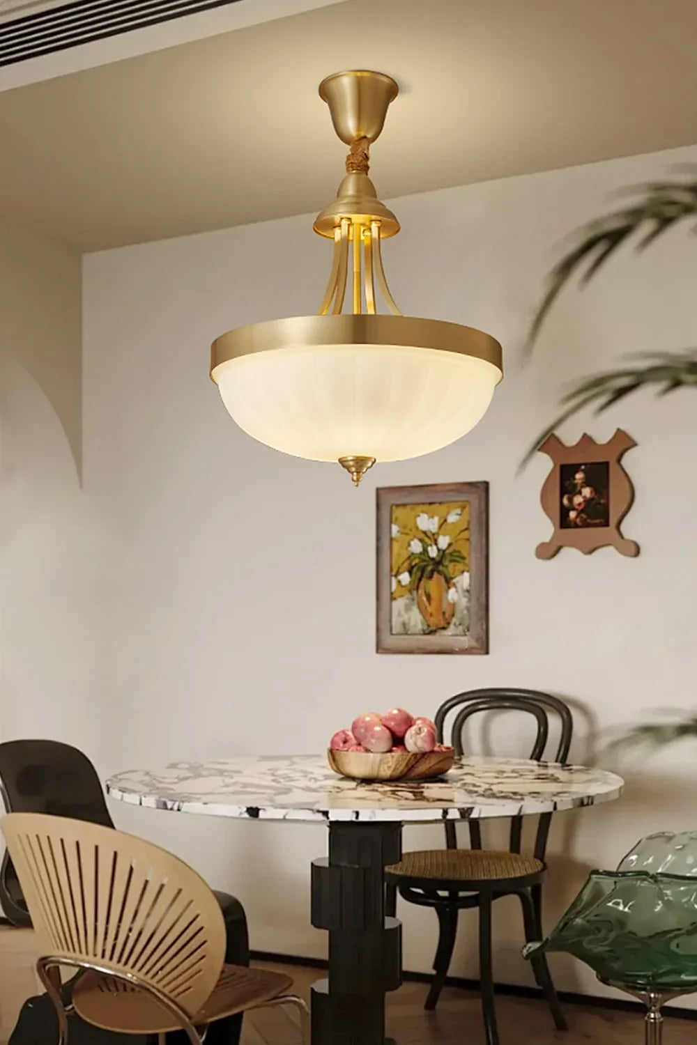 Vintage Brass Glass Pendant Lamp - view 3 | everlamps