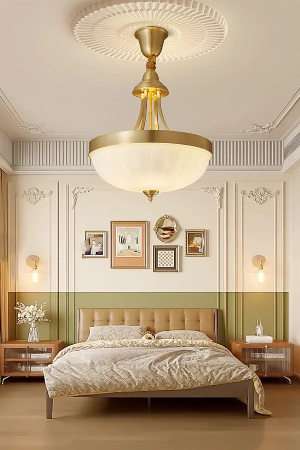 Vintage Brass Glass Pendant Lamp - view 2 | everlamps