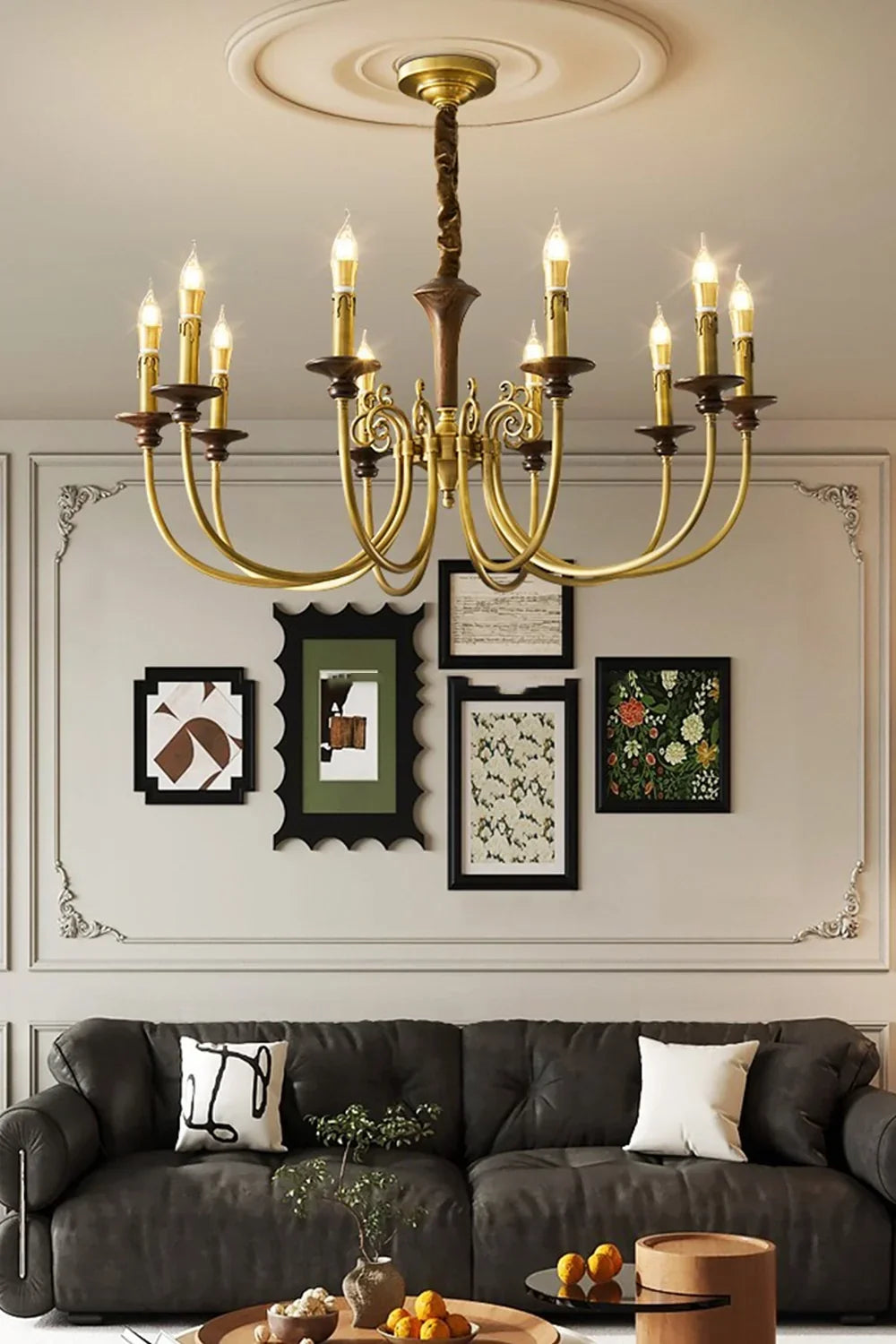 Vintage Candle Brass Chandelier - view 5 | everlamps