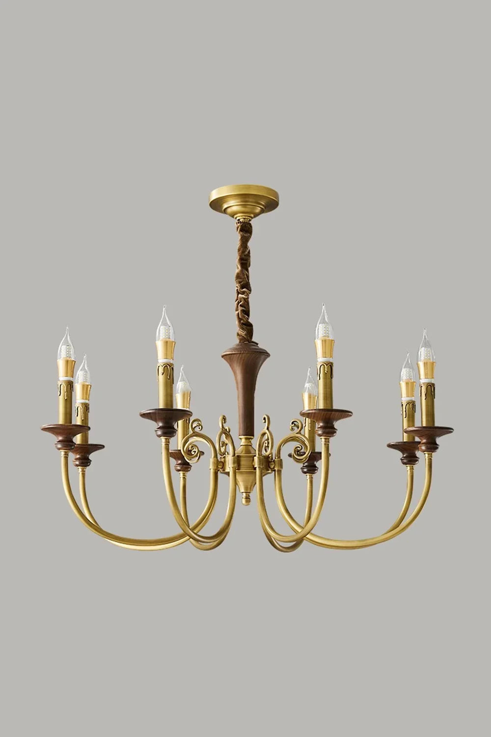 Vintage Candle Brass Chandelier - view 11 | everlamps