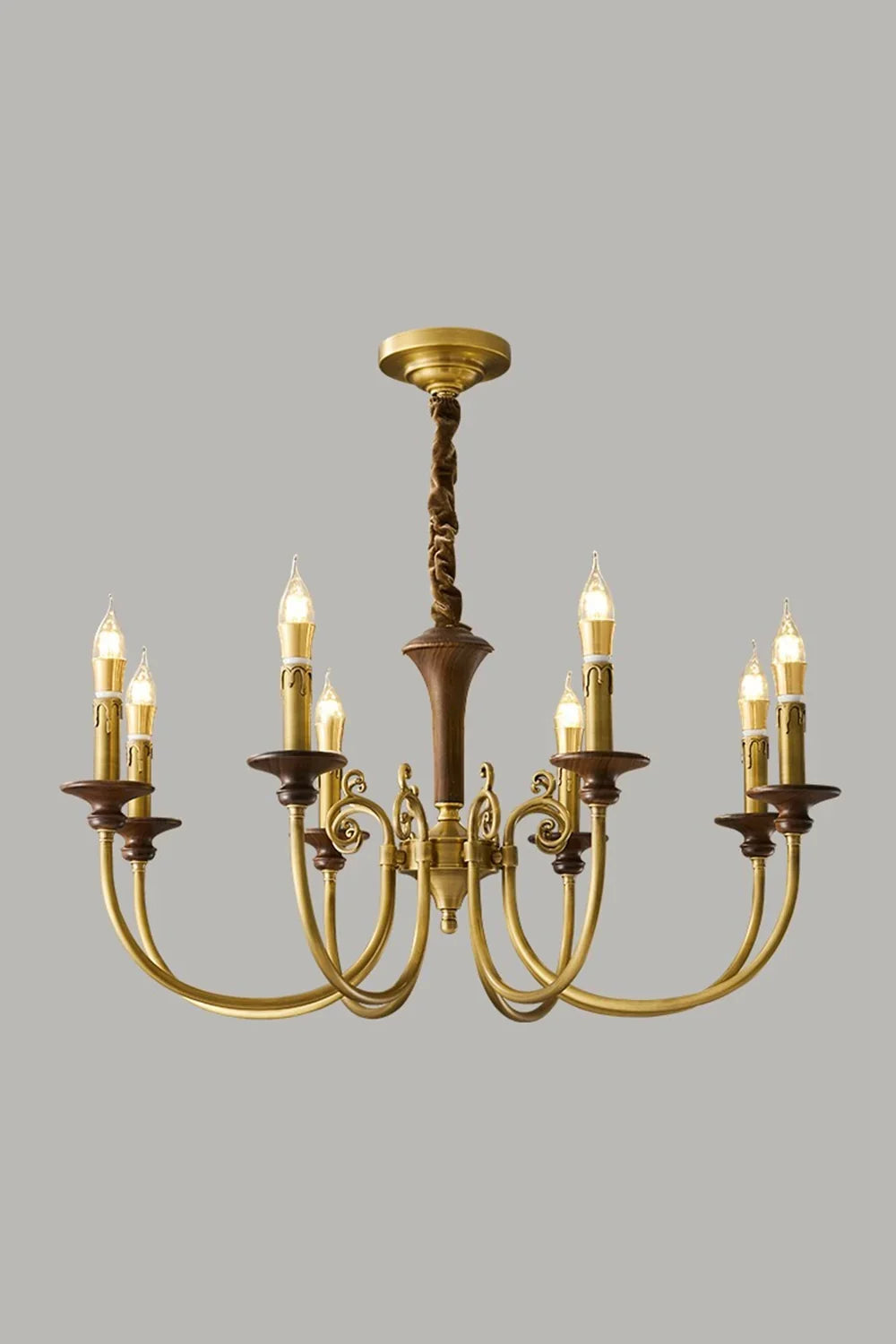 Vintage Candle Brass Chandelier - view 9 | everlamps