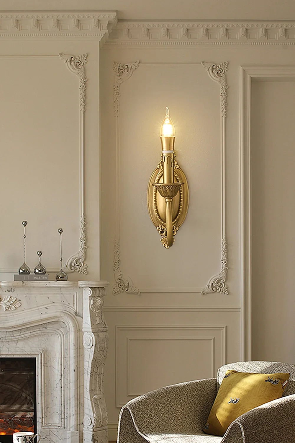 Vintage Candle Brass Wall Lamp - view 4 | everlamps