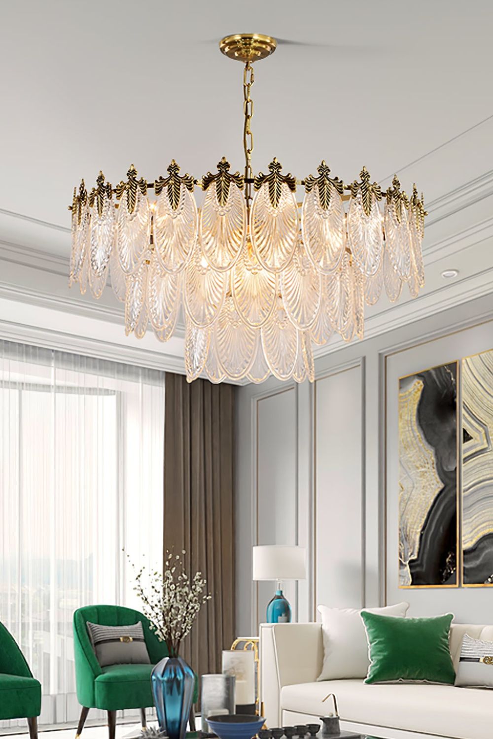 Vintage Crystal Leaf Chandelier - everlamps