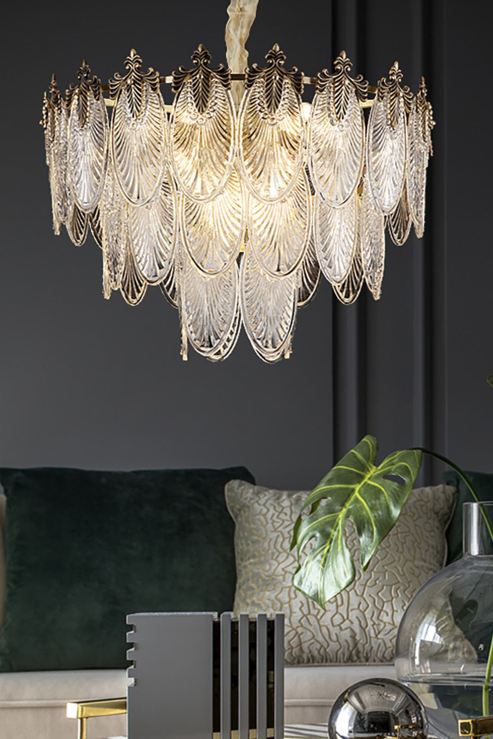 Vintage Crystal Leaf Chandelier - everlamps