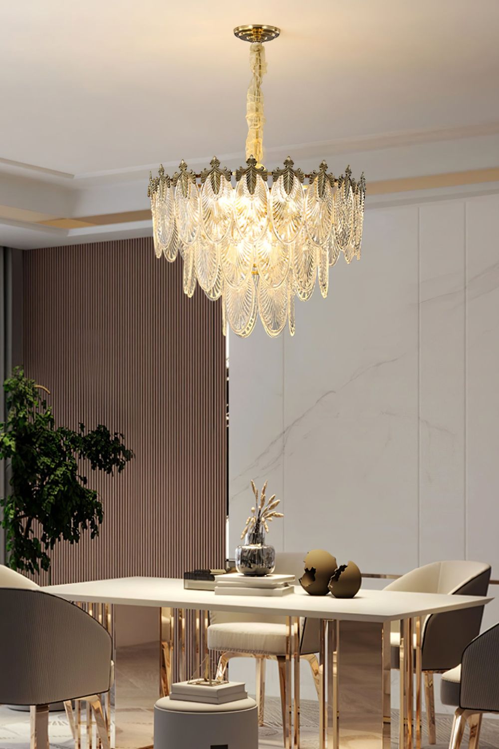 Vintage Crystal Leaf Chandelier - everlamps
