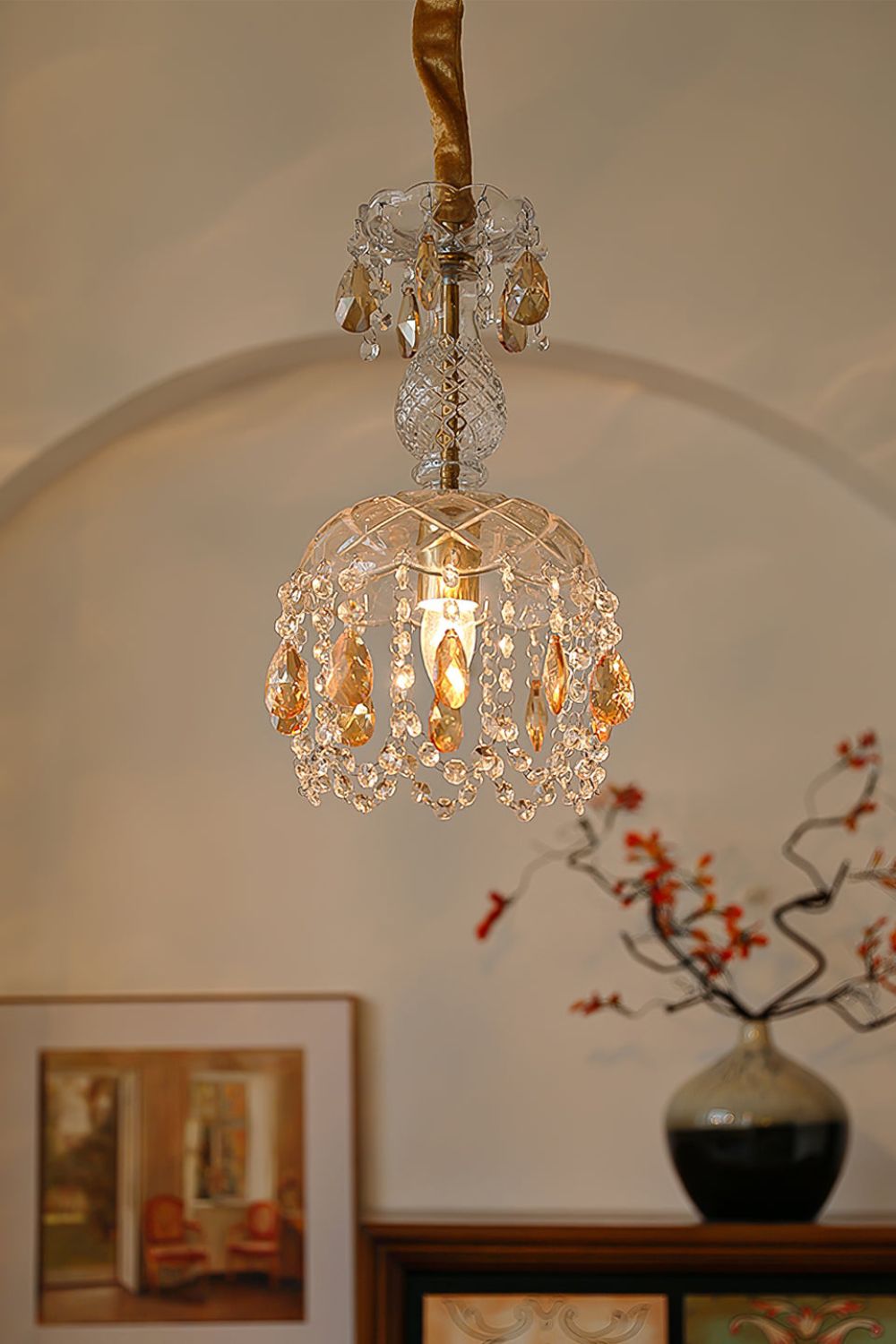 Vintage Crystal Rondelle Chandelier Pendant Light - view 2 | everlamps