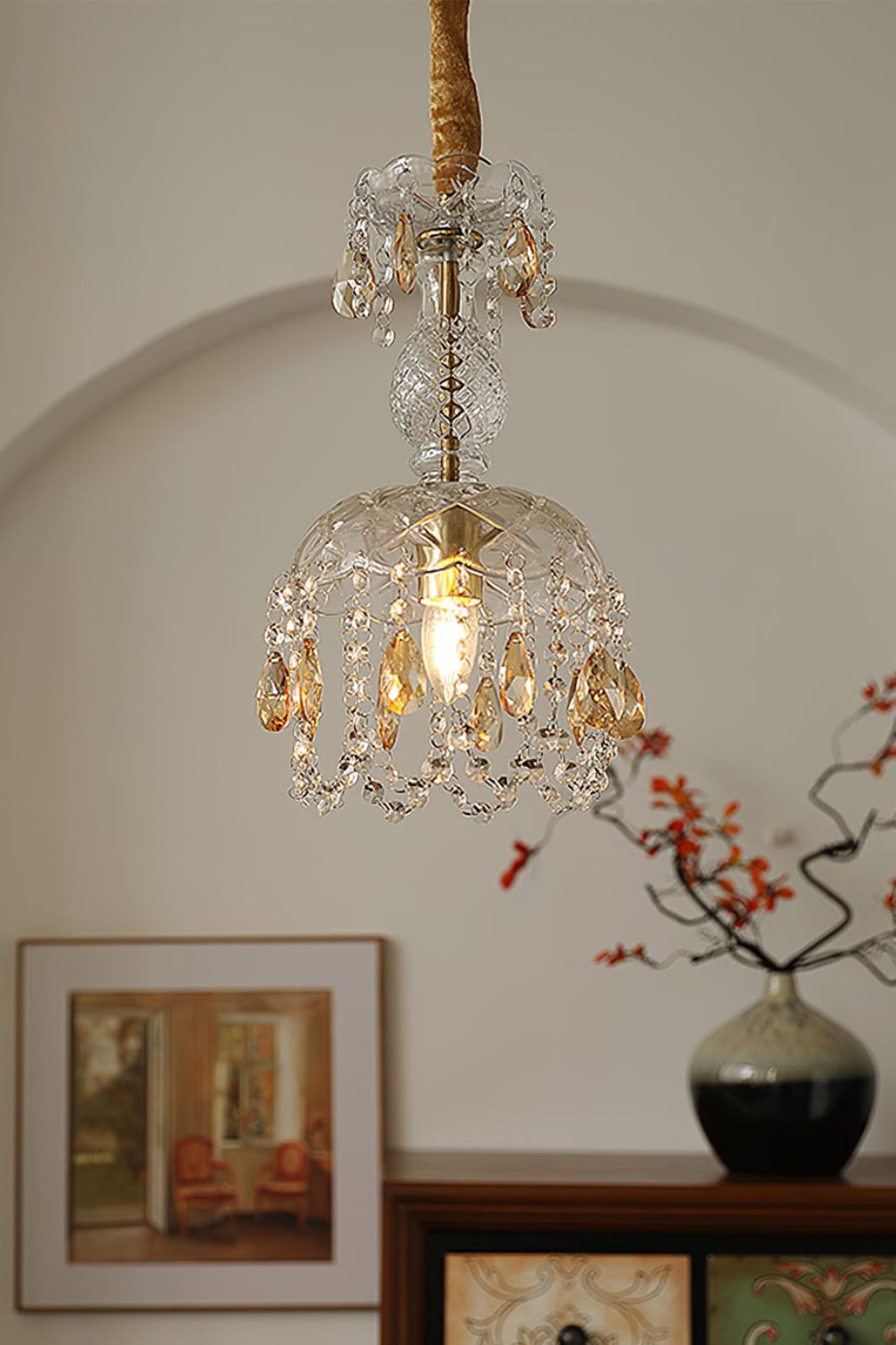Vintage Crystal Rondelle Chandelier Pendant Light - view 3 | everlamps