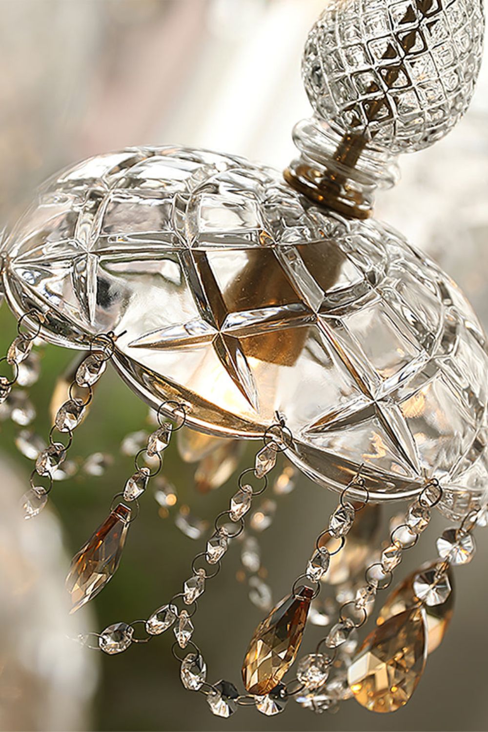 Vintage Crystal Rondelle Chandelier Pendant Light - view 9 | everlamps