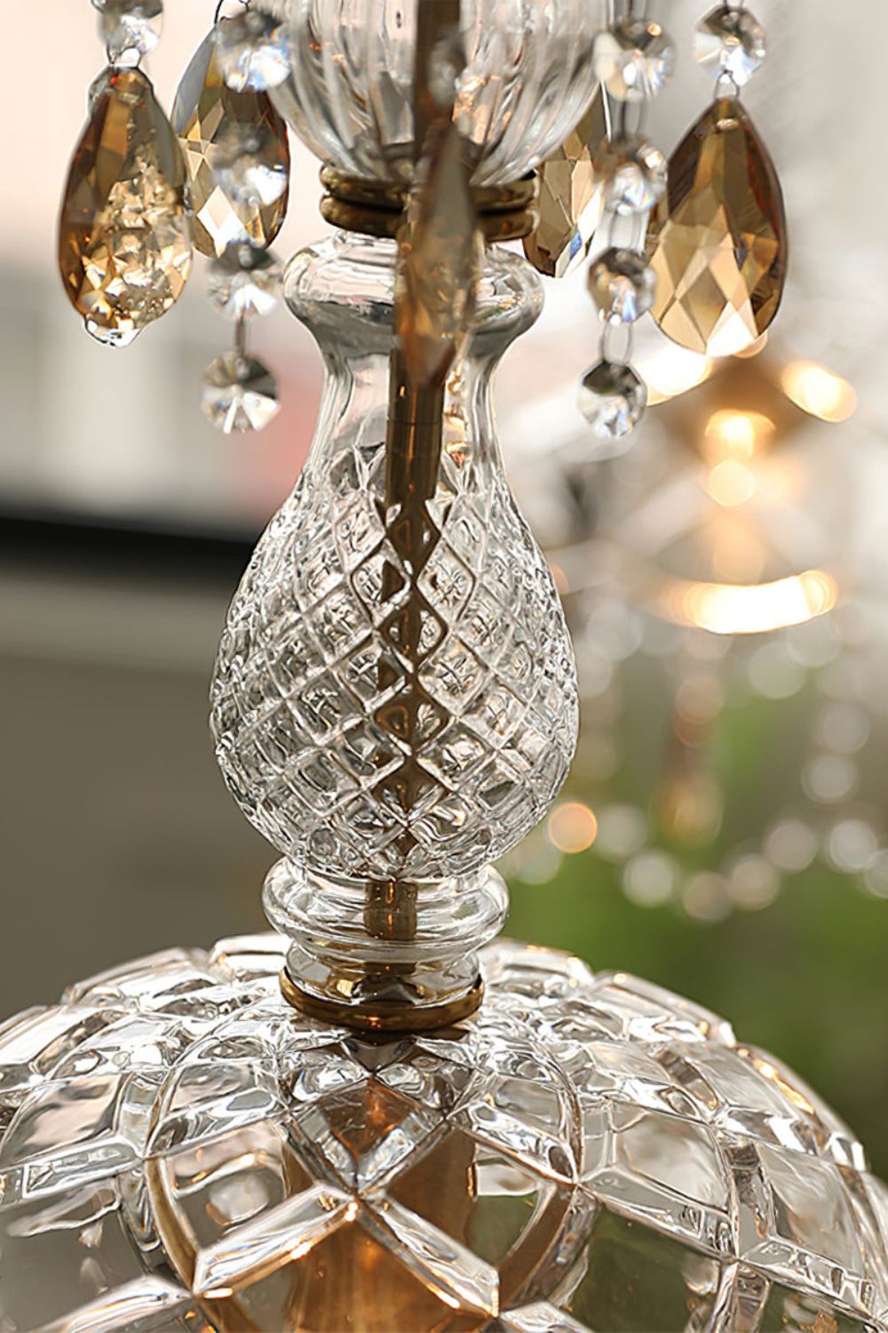 Vintage Crystal Rondelle Chandelier Pendant Light - view 10 | everlamps