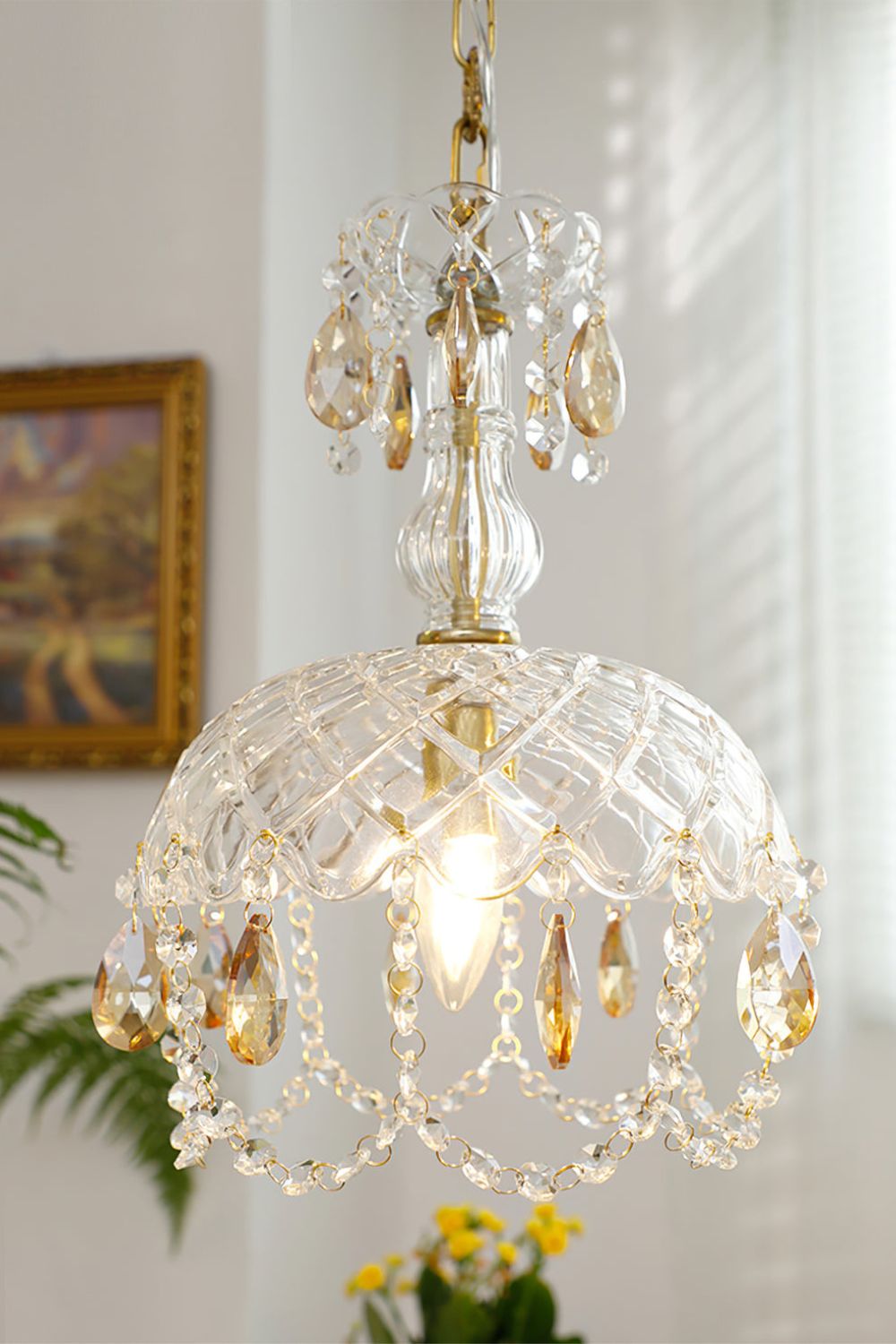 Vintage Crystal Rondelle Chandelier Pendant Light - view 8 | everlamps