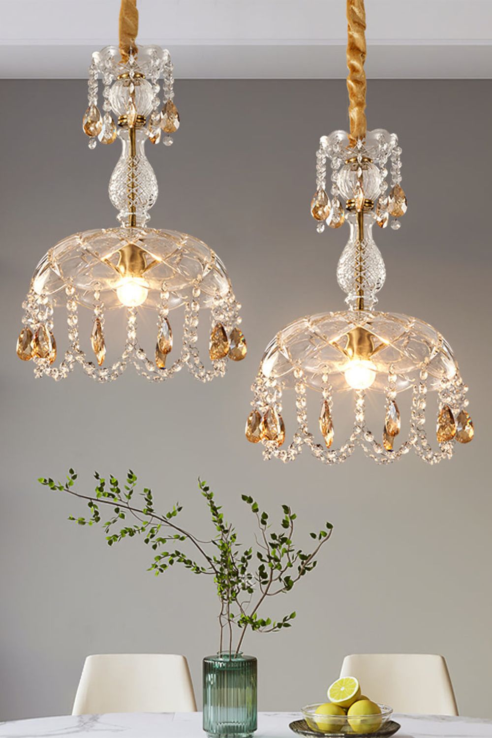 Vintage Crystal Rondelle Chandelier Pendant Light - view 5 | everlamps