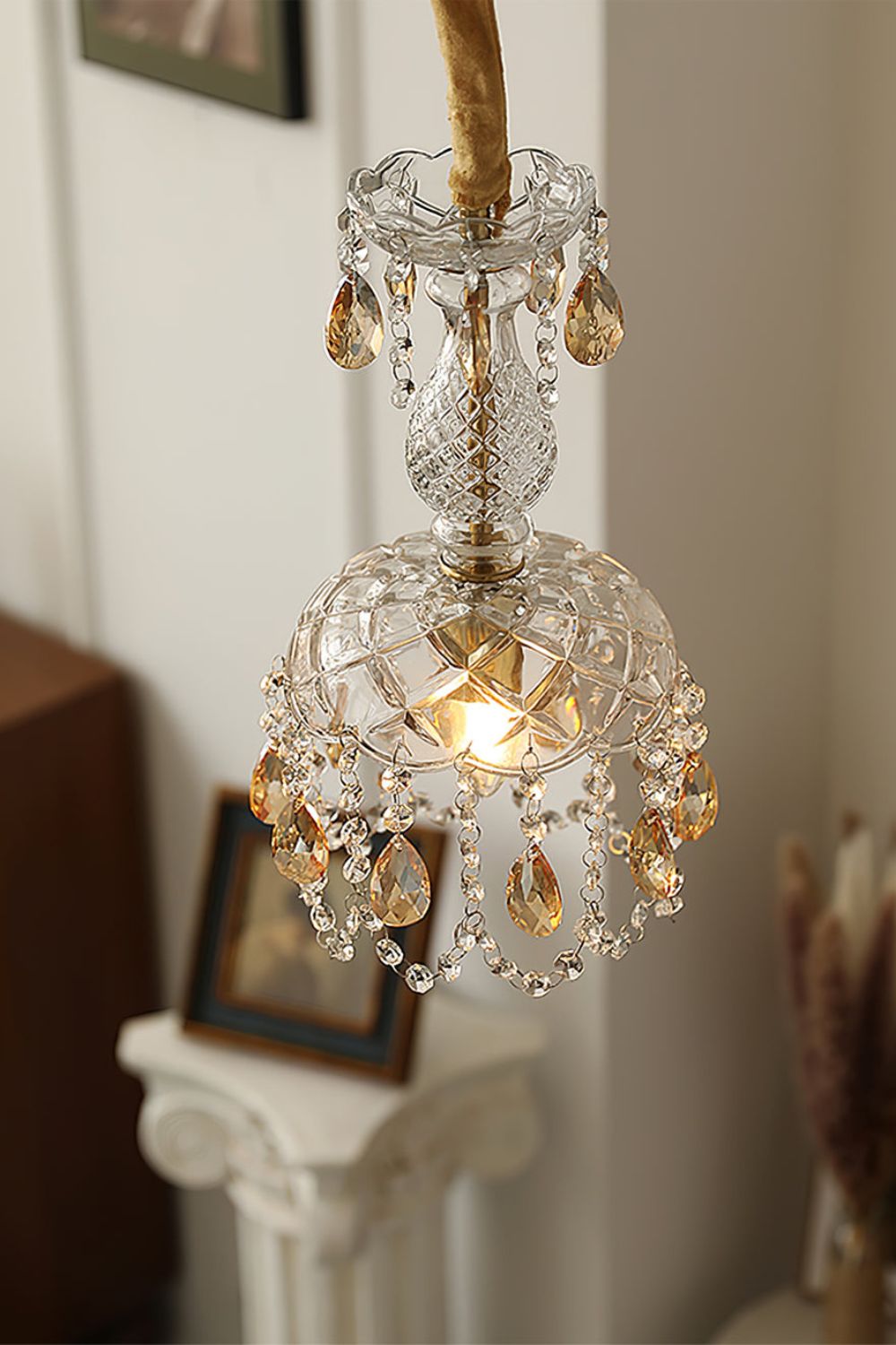 Vintage Crystal Rondelle Chandelier Pendant Light - view 4 | everlamps