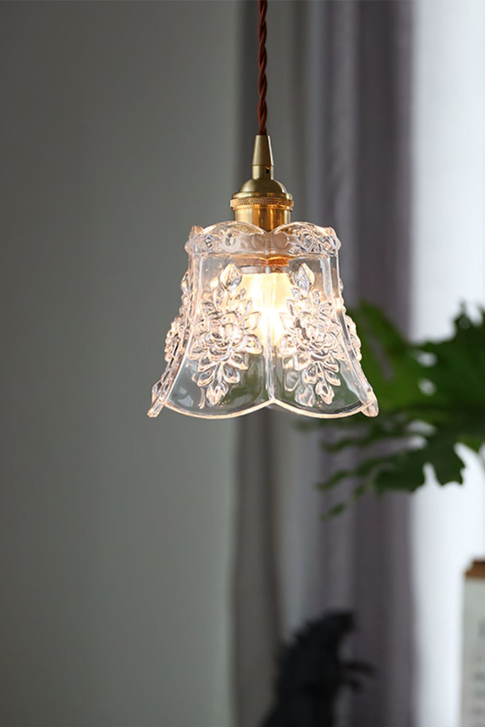 Vintage Flower Glass Pendant Light - view 2 | everlamps