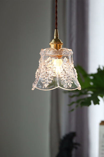 Vintage Flower Glass Pendant Light - view 2 | everlamps