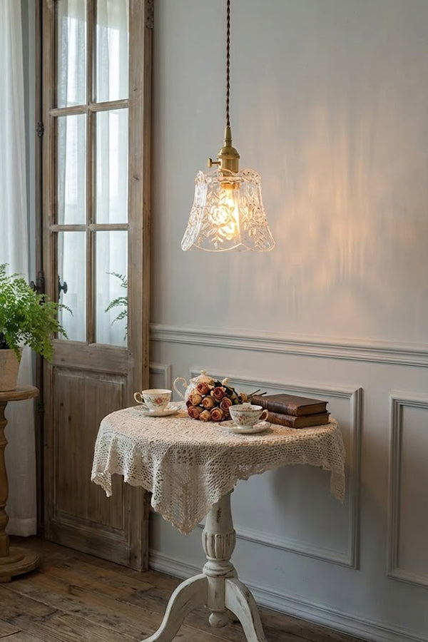 Vintage Flower Glass Pendant Light - view 15 | everlamps