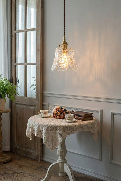 Vintage Flower Glass Pendant Light - view 15 | everlamps