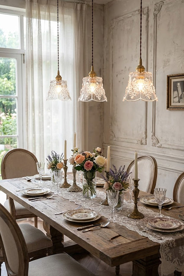 Vintage Flower Glass Pendant Light - view 7 | everlamps