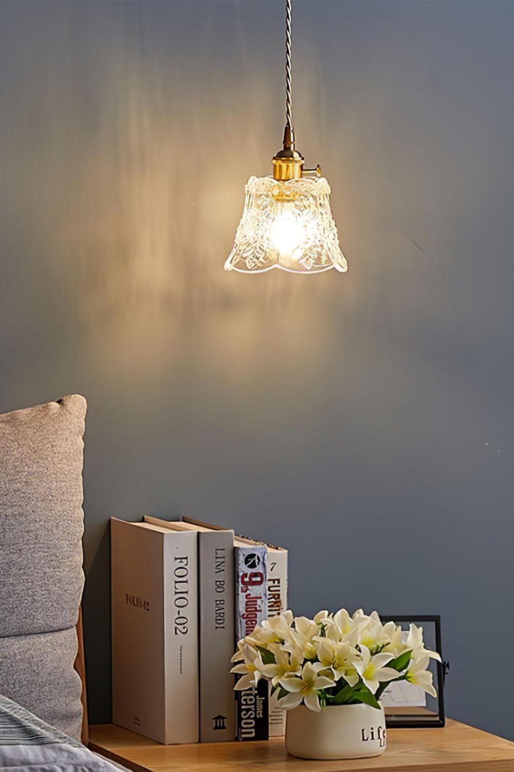 Vintage Flower Glass Pendant Light - view 5 | everlamps