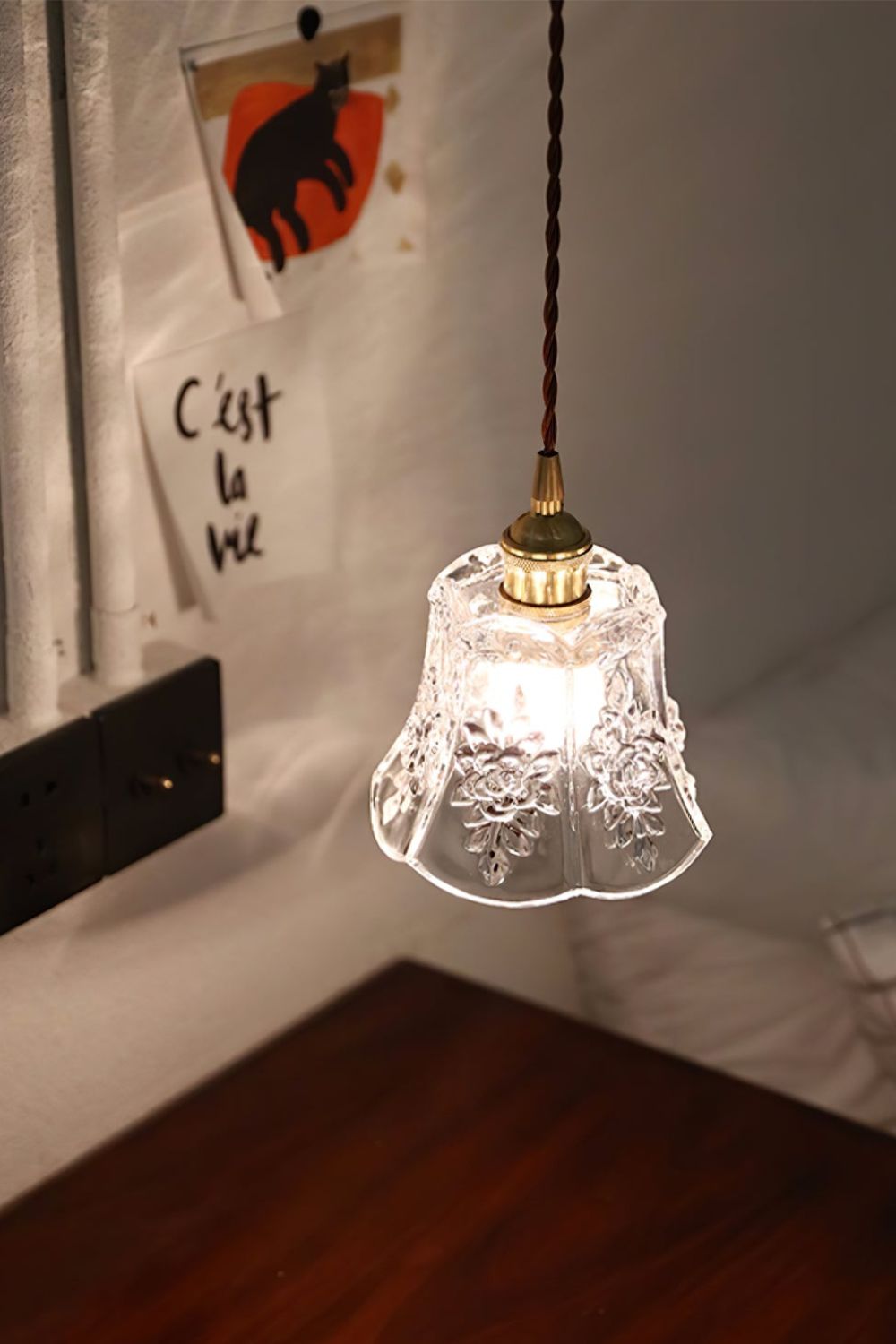 Vintage Flower Glass Pendant Light - view 6 | everlamps