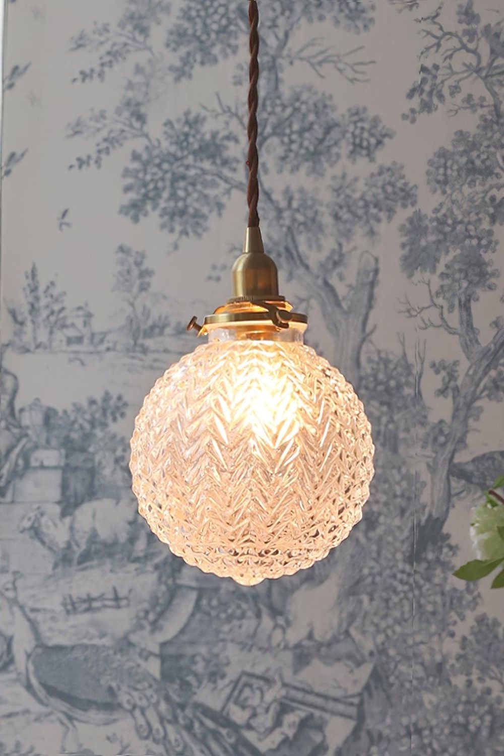 Vintage Glass Colonial Global Pendant Light - view 2 | everlamps
