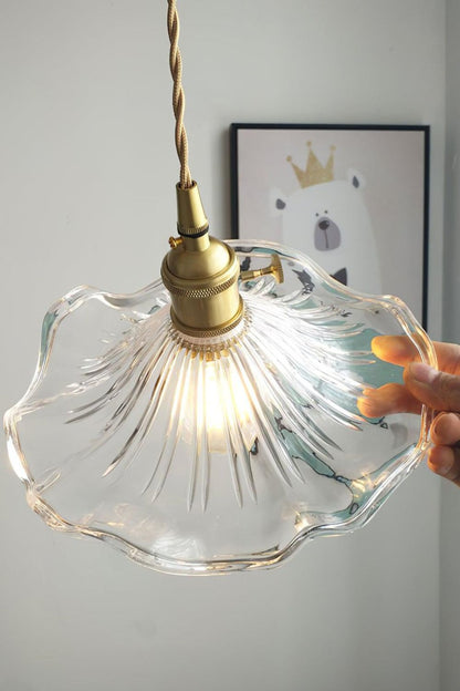 Vintage Glass Hibiscus Flower Pendant Light - view 6 | everlamps