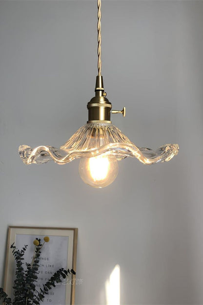 Vintage Glass Hibiscus Flower Pendant Light - view 5 | everlamps