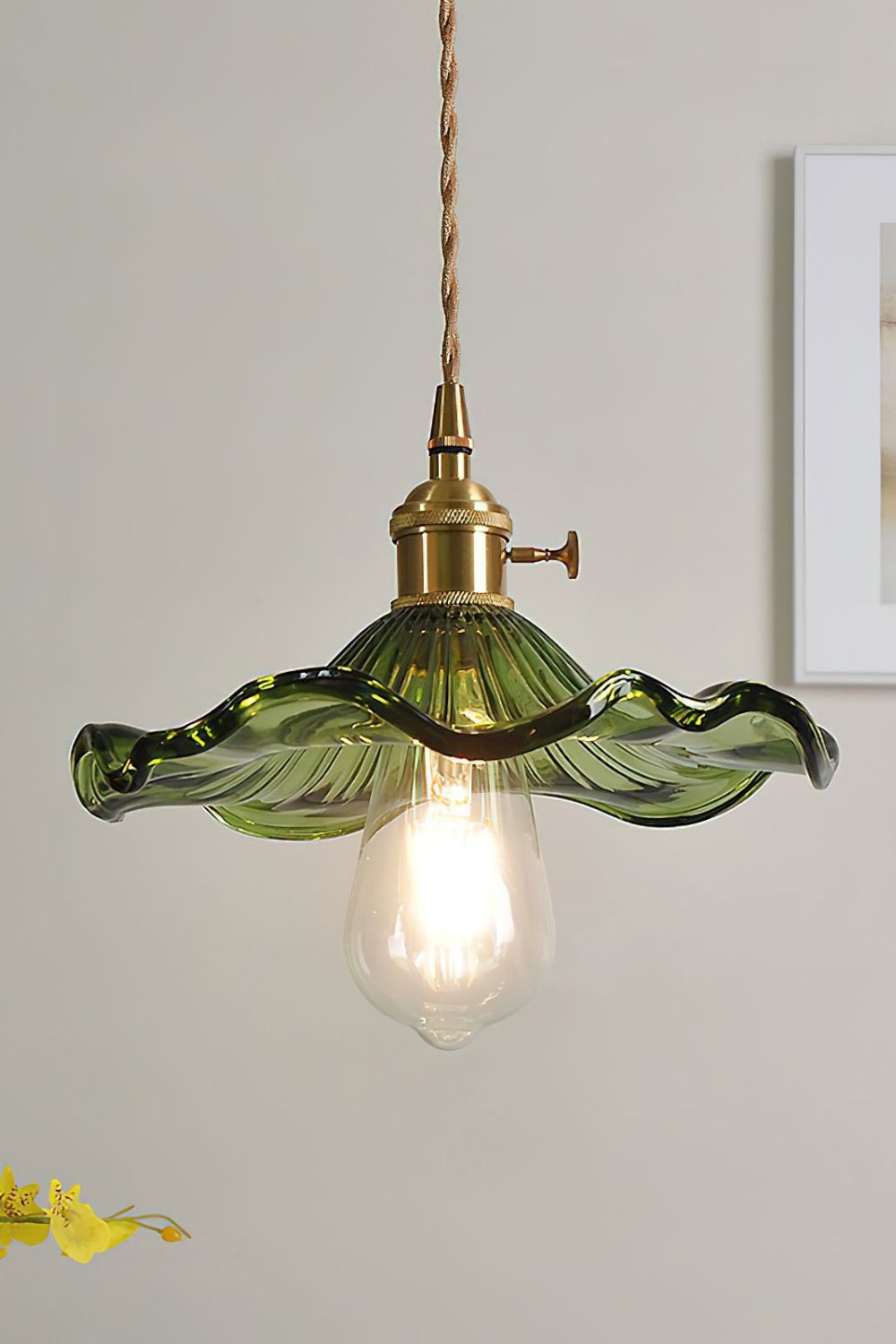 Vintage Glass Hibiscus Flower Pendant Light - view 8 | everlamps