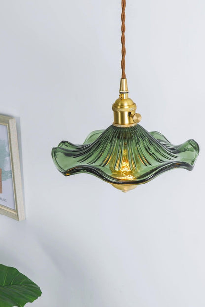 Vintage Glass Hibiscus Flower Pendant Light - view 2 | everlamps