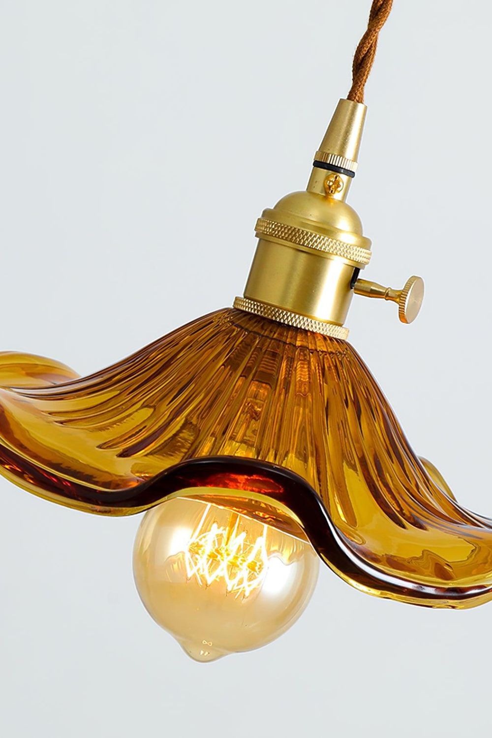 Vintage Glass Hibiscus Flower Pendant Light - view 10 | everlamps