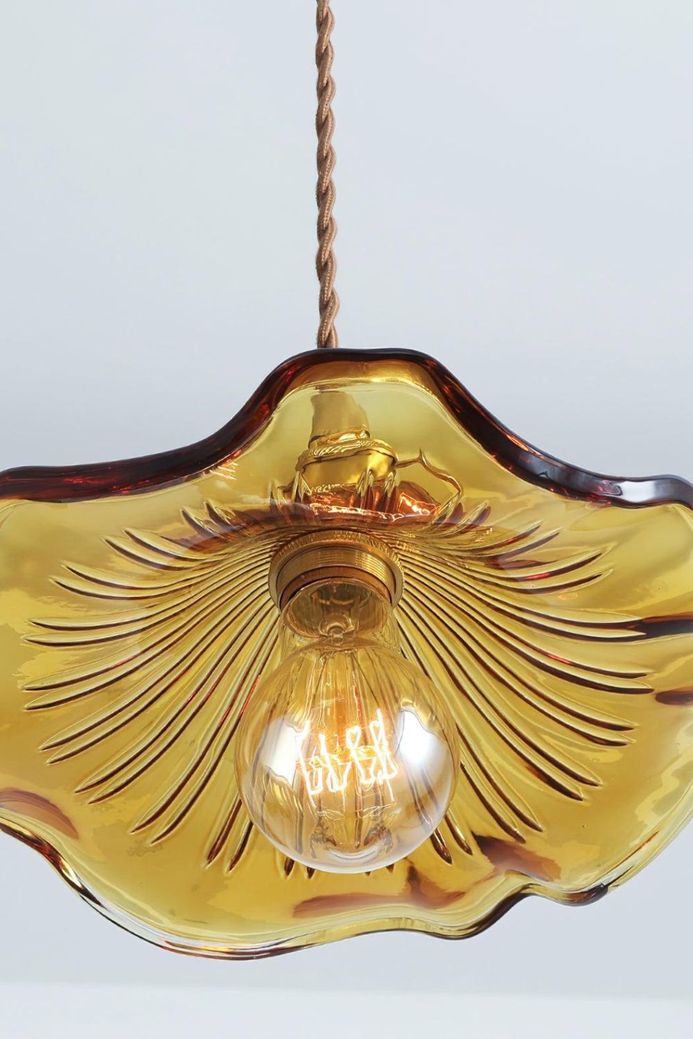 Vintage Glass Hibiscus Flower Pendant Light - view 11 | everlamps