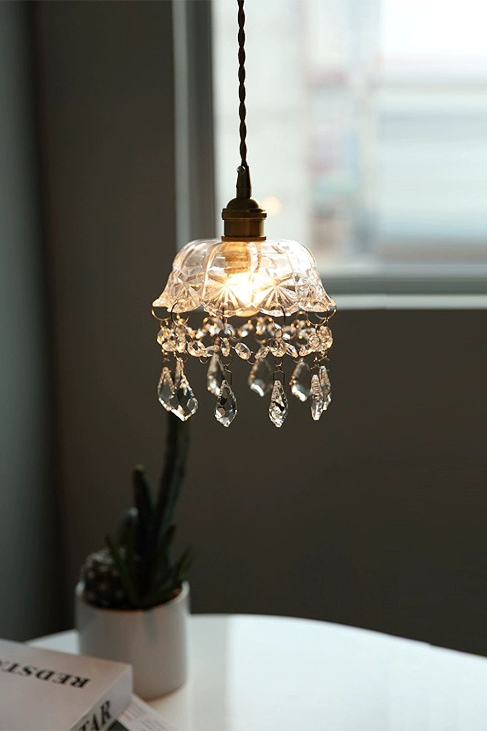 Vintage Glass Jewel Pendant Light - view 7 | everlamps