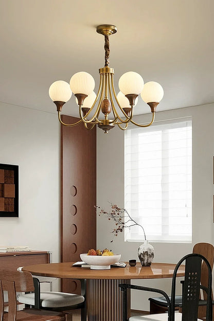 Vintage Globe Brass Chandelier - view 8 | everlamps