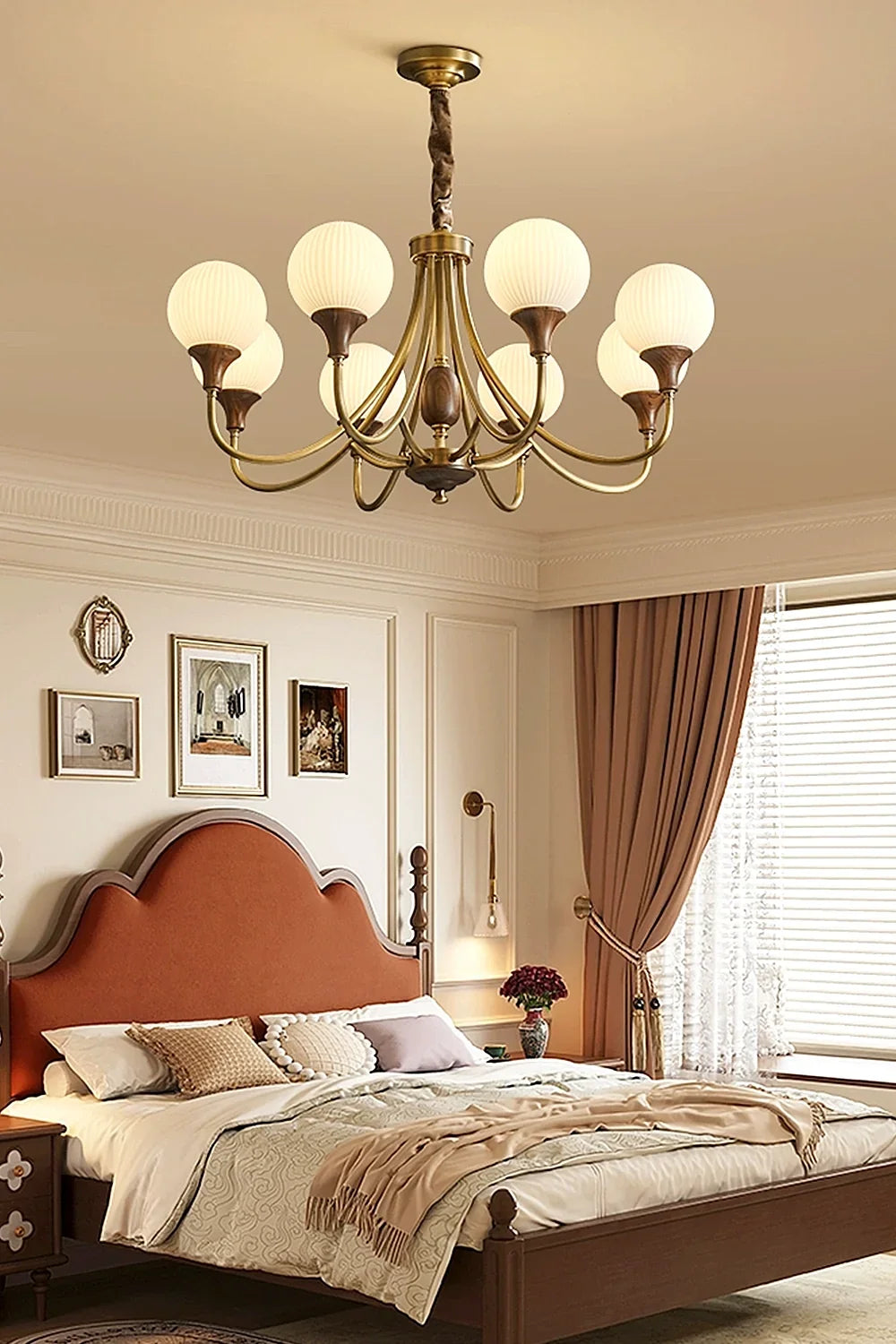 Vintage Globe Brass Chandelier - view 6 | everlamps