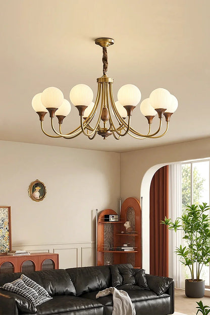Vintage Globe Brass Chandelier - view 2 | everlamps