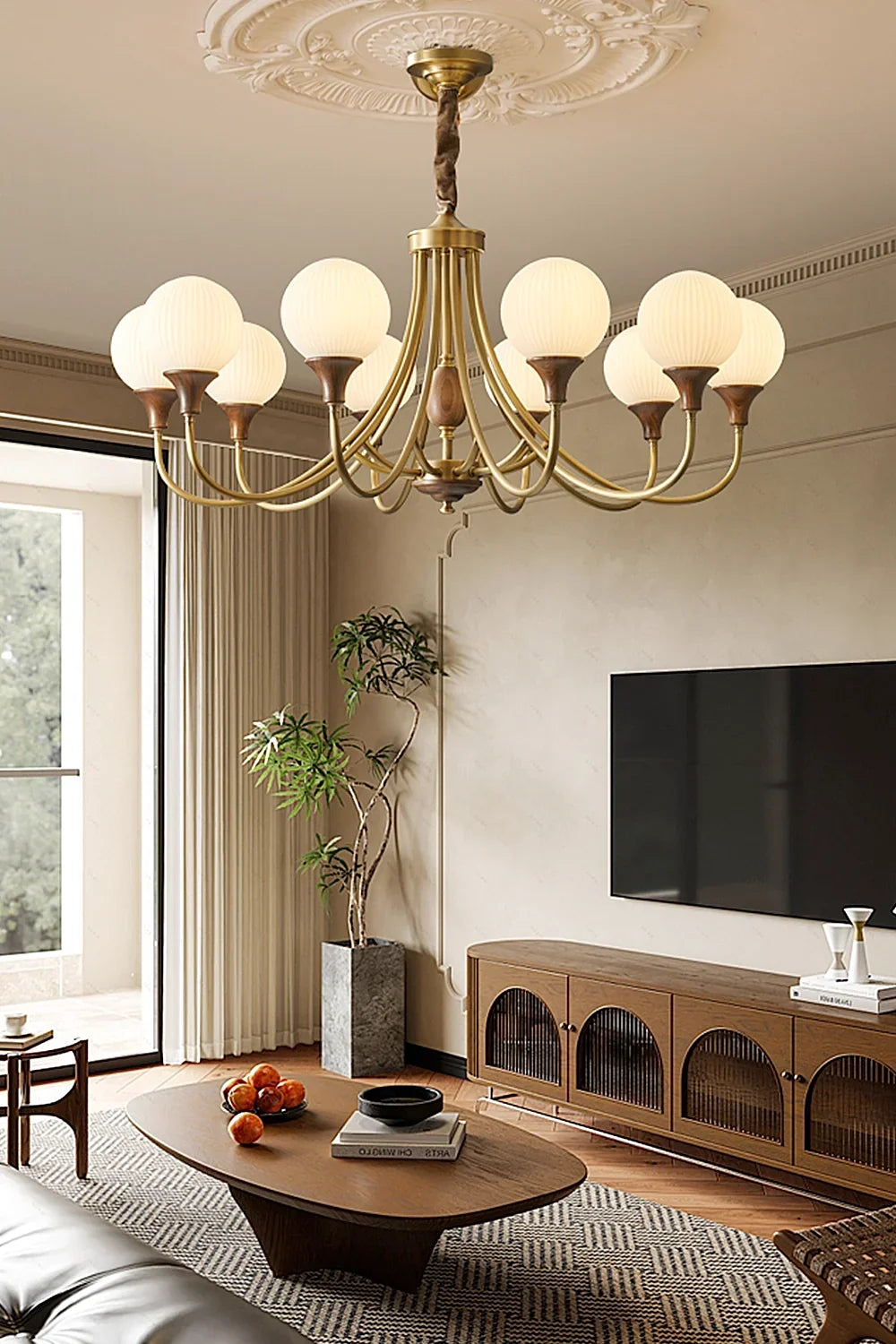 Vintage Globe Brass Chandelier - view 5 | everlamps
