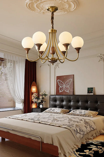 Vintage Globe Brass Chandelier - view 4 | everlamps