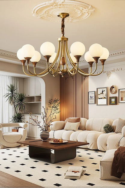 Vintage Globe Brass Chandelier - view 7 | everlamps