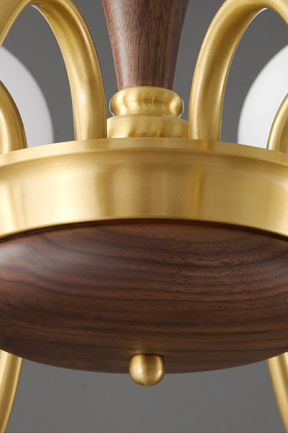 Vintage Globe Walnut Brass Chandelier - view 14 | everlamps
