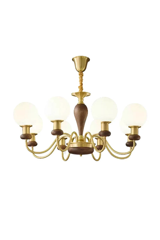 Vintage Globe Walnut Brass Chandelier | everlamps
