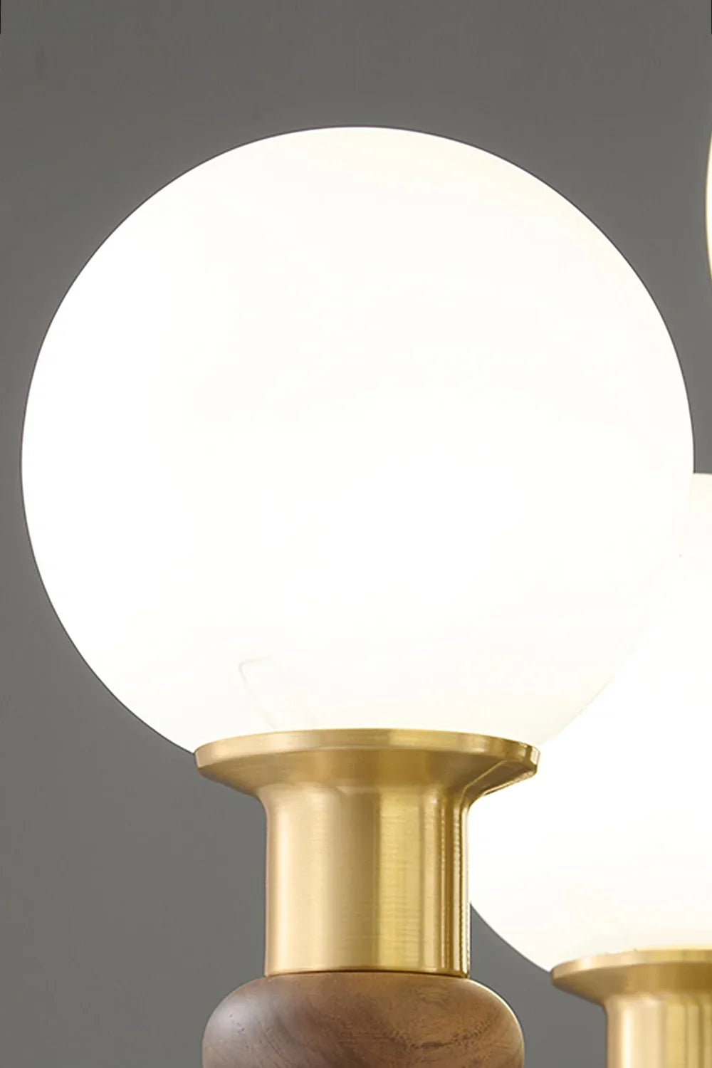 Vintage Globe Walnut Brass Chandelier - view 13 | everlamps