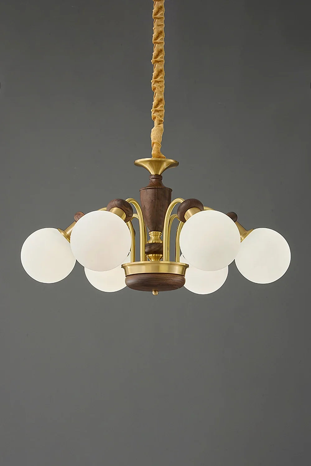 Vintage Globe Walnut Chandelier - view 11 | everlamps