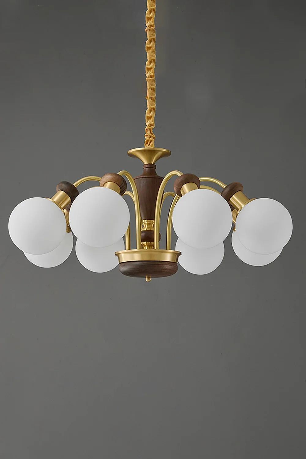 Vintage Globe Walnut Chandelier - view 14 | everlamps