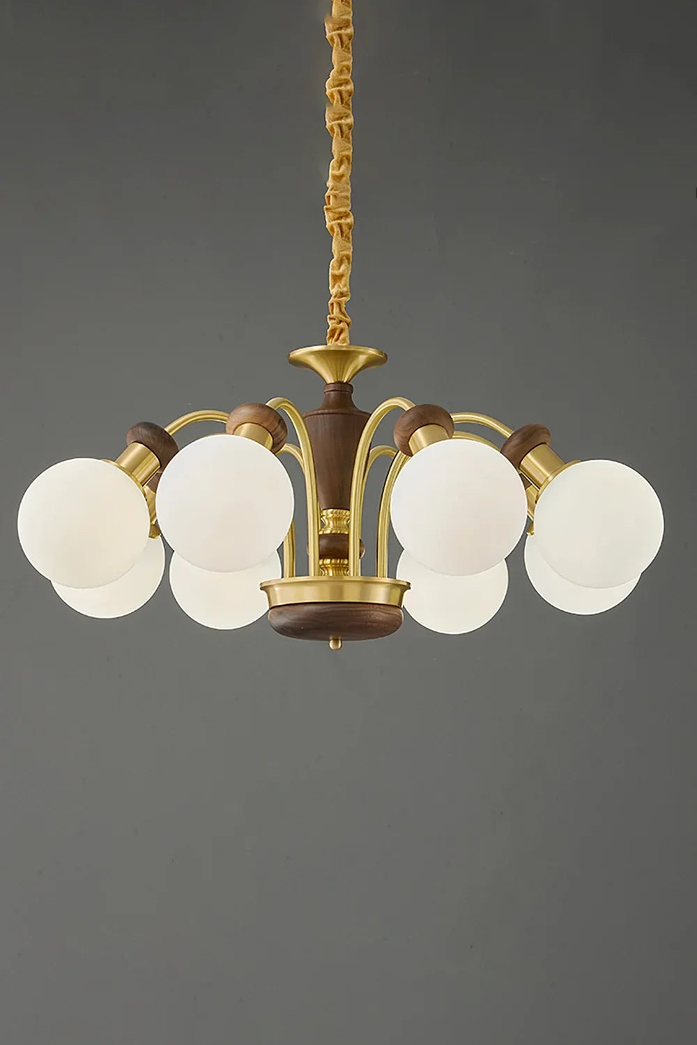 Vintage Globe Walnut Chandelier - view 12 | everlamps