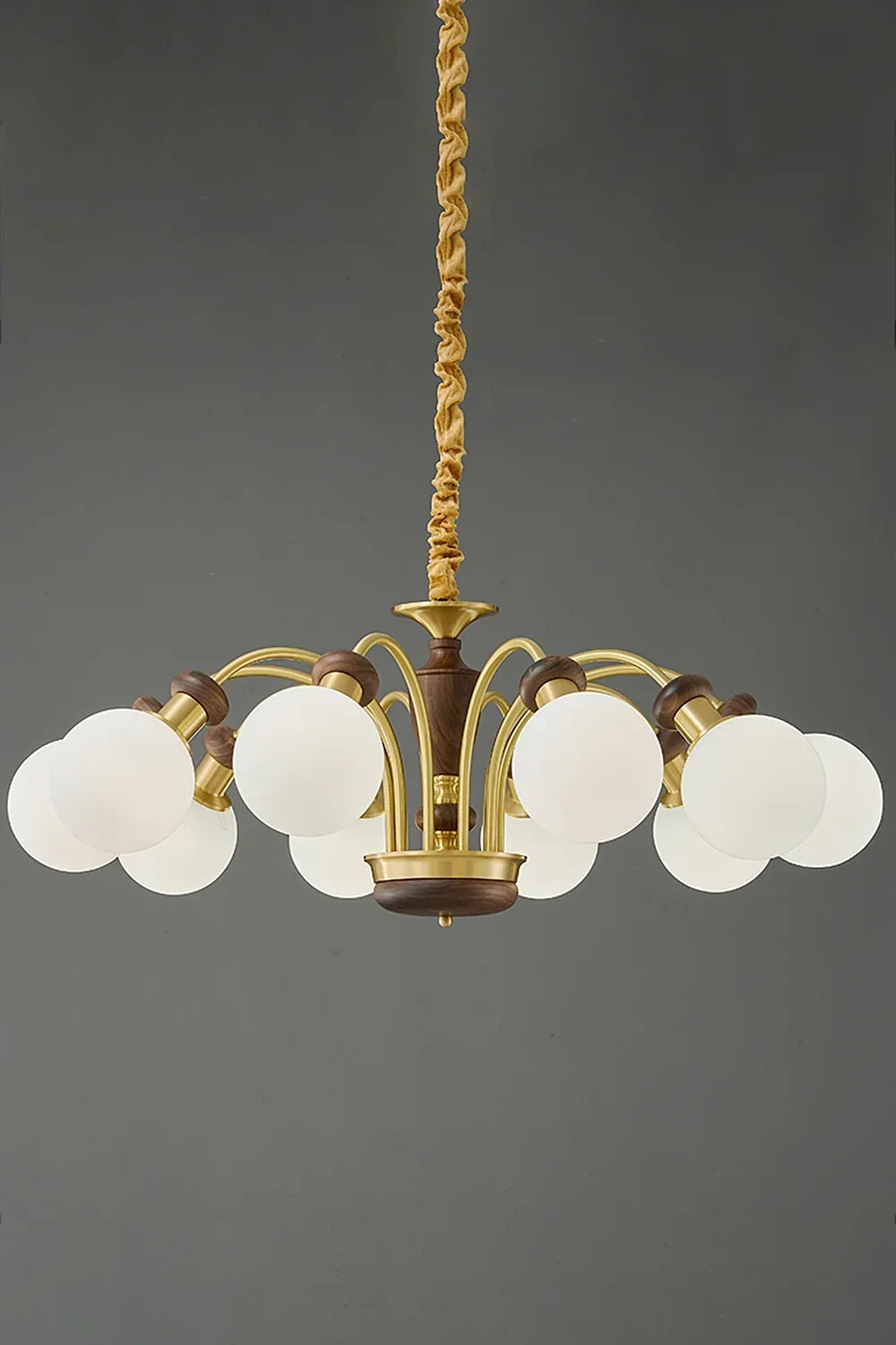 Vintage Globe Walnut Chandelier - view 13 | everlamps