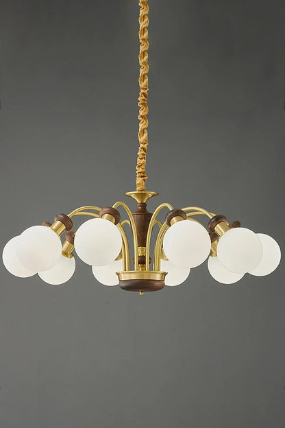 Vintage Globe Walnut Chandelier - view 13 | everlamps