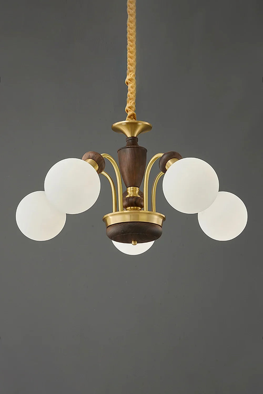 Vintage Globe Walnut Chandelier - view 10 | everlamps
